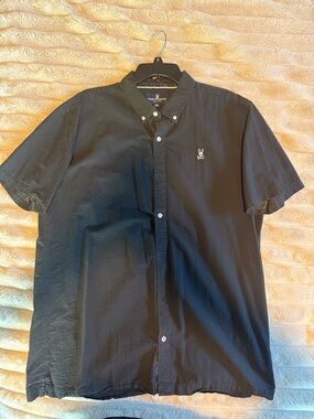 Psycho Bunny Black Short-Sleeve Button-Down Shirt